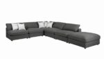 Serene Linen Ottoman Charcoal By Coaster furniture in Dark Gray – View 5
