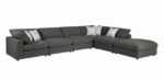Serene Linen Ottoman Charcoal By Coaster furniture in Dark Gray – View 6