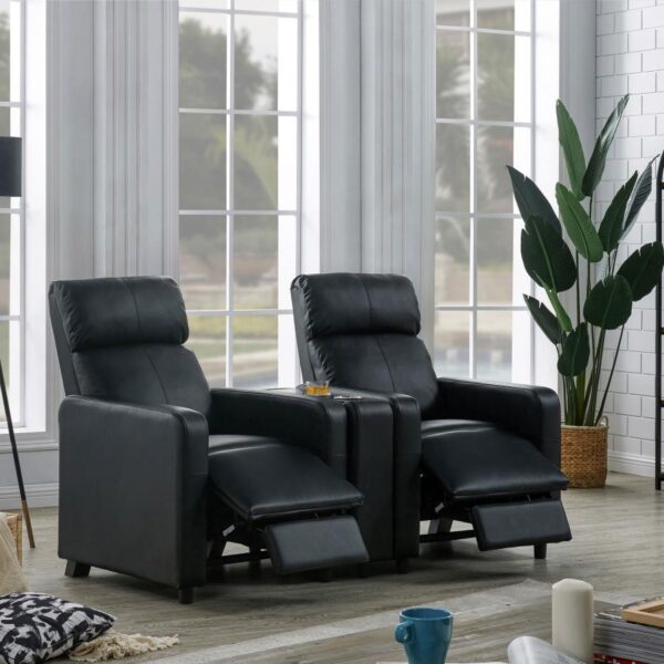 Toohey Home Theater Push Back Recliner Black 600181 by Coaster Furniture - Image 12