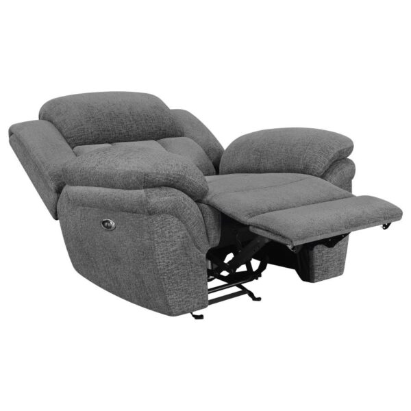 Bahrain Upholstered Power Glider Recliner Charcoal 609543P by Coaster Furniture - Image 6