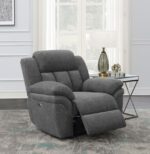 Bahrain Upholstered Power Glider Recliner Charcoal 609543P by Coaster Furniture - Image 10
