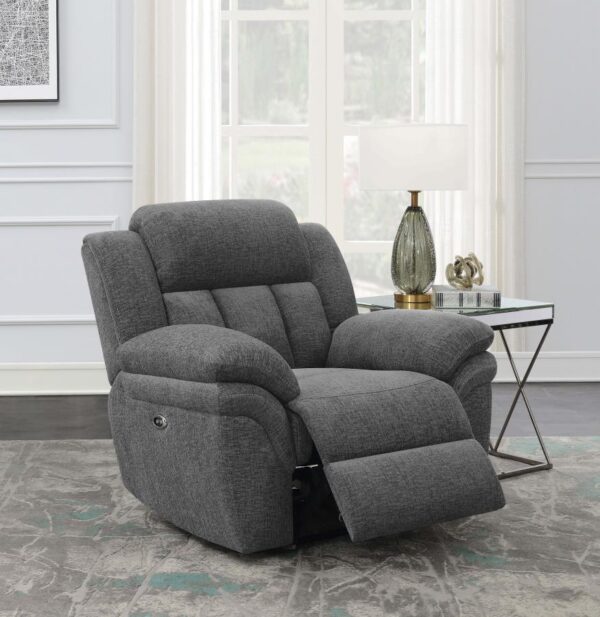 Bahrain Upholstered Power Glider Recliner Charcoal 609543P by Coaster Furniture - Image 10