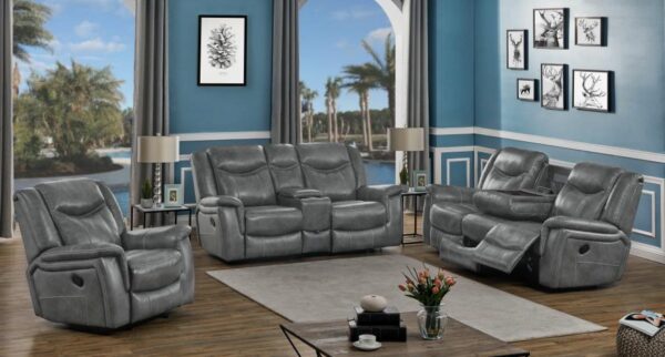 Conrad Upholstered Motion Loveseat Cool Gray 650355 by Coaster Furniture - Image 10