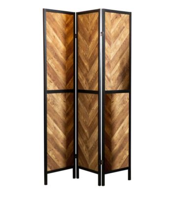 Marlene Herringbone Pattern 3-Panel Screen Rustic Tobacco and Black 962922 by Coaster Furniture