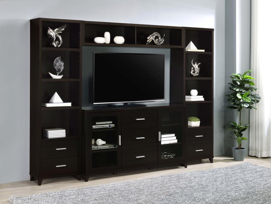 Lewes 4-Piece Entertainment Center Cappuccino By 700881-S4 Coaster Furniture | Mobilia Cleopatra 3 Lewes 4-piece Entertainment Center Cappuccino by 700881-S4 Coaster Furniture - Image 1