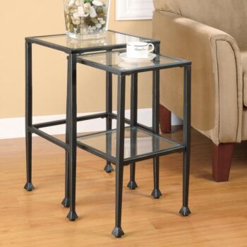 Leilani 2-piece Glass Top Nesting Tables Black 901073 By Coaster Furniture