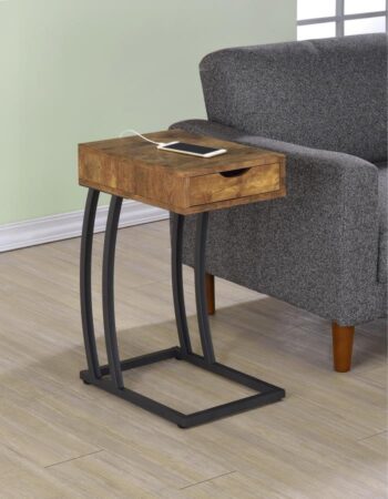 Troy Accent Table with Power Outlet Antique Nutmeg 900577 By Coaster Furniture |