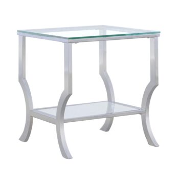 Saide Square End Table with Mirrored Shelf Chrome 720337 By Coaster Furniture