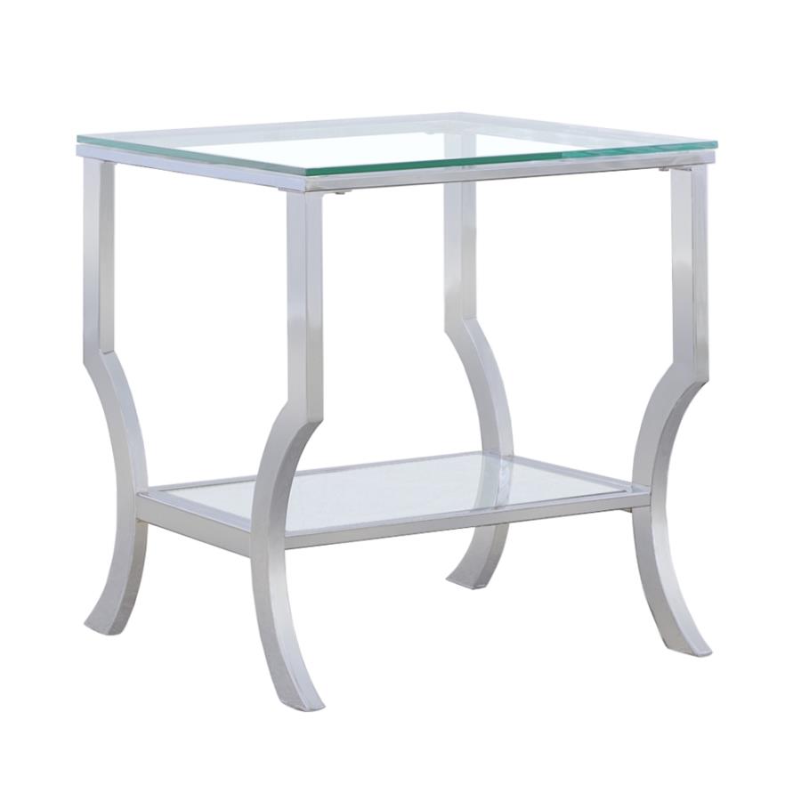 Saide Square End Table With Mirrored Shelf Chrome 720337 By Coaster Furniture | Mobilia Cleopatra 3 Saide Square End Table with Mirrored Shelf Chrome 720337 By Coaster Furniture - Image 1