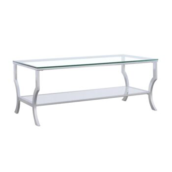 Saide Rectangular Coffee Table with Mirrored Shelf Chrome 720338 By Coaster Furniture