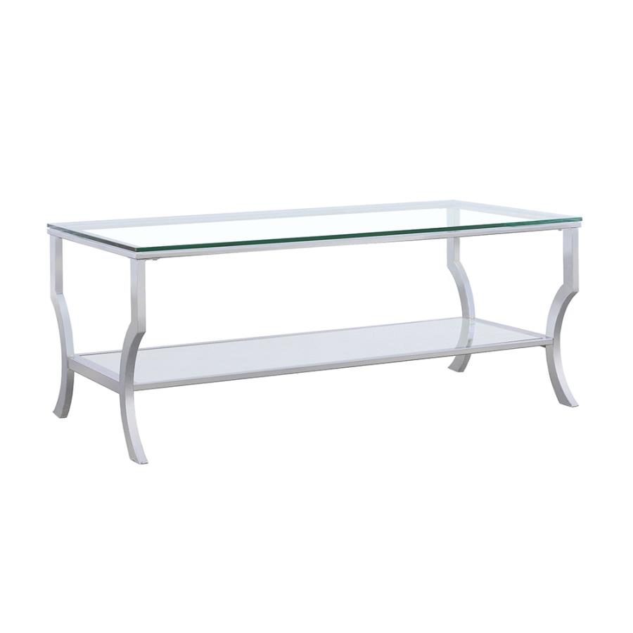 Saide Rectangular Coffee Table With Mirrored Shelf Chrome 720338 By Coaster Furniture | Mobilia Cleopatra 3 Saide Rectangular Coffee Table with Mirrored Shelf Chrome 720338 By Coaster Furniture - Image 1