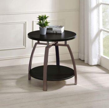 Dacre Round End Table Dark Grey and Black Nickel 722207 By Coaster Furniture