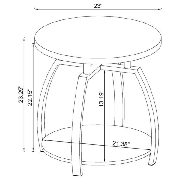 Dacre Round End Table Dark Grey and Black Nickel 722207 By Coaster Furniture - Image 4