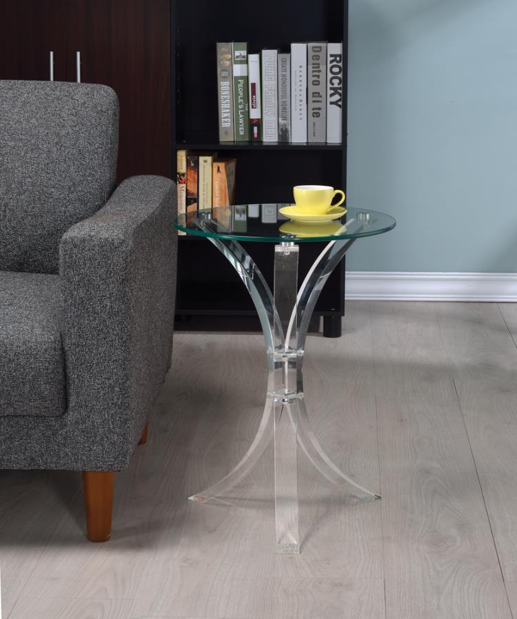 Emmett Round Accent Table Clear 900490 By Coaster Furniture | Mobilia Cleopatra 3 Emmett Round Accent Table Clear 900490 By Coaster Furniture - Image 1
