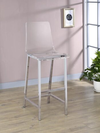 Juelia Bar Stools Chrome and Clear Acrylic (Set of 2) 100295 By Coaster Furniture
