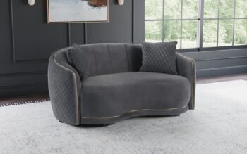 Brookside Velvet Upholstered Curved Loveseat Dark Gray by Coaster furniture