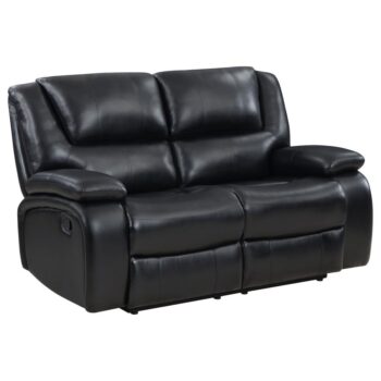 Camila Upholstered Motion Reclining Loveseat Black by Coaster Furniture