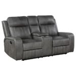 Raelynn Upholstered Track Arm Motion Loveseat Gray by Coaster Furniture - Image 2