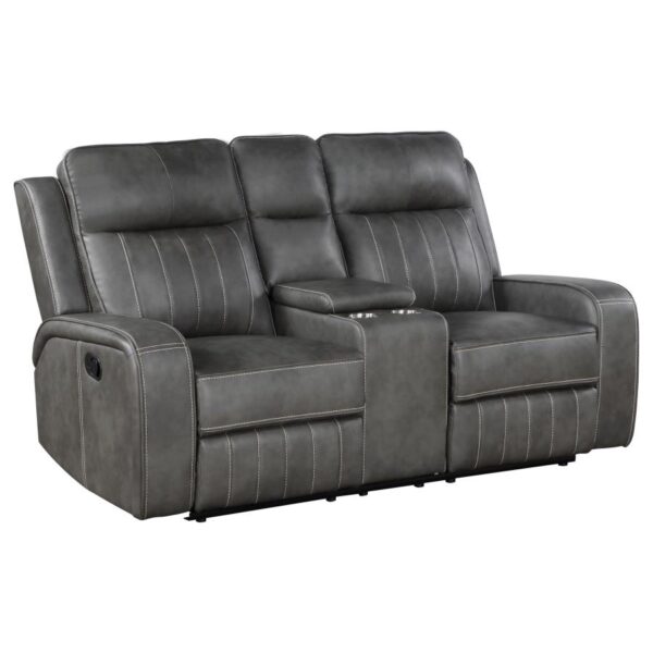 Raelynn Upholstered Track Arm Motion Loveseat Gray by Coaster Furniture - Image 2