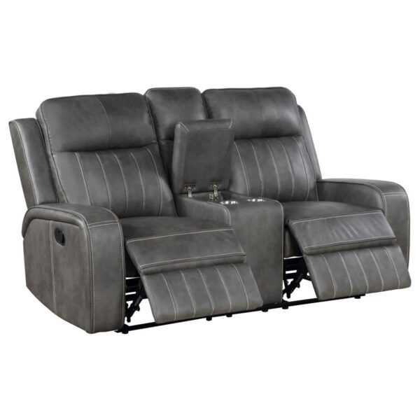 Raelynn Upholstered Track Arm Motion Loveseat Gray by Coaster Furniture - Image 3