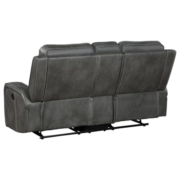 Raelynn Upholstered Track Arm Motion Loveseat Gray by Coaster Furniture - Image 4