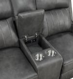 Raelynn Upholstered Track Arm Motion Loveseat Gray by Coaster Furniture - Image 6