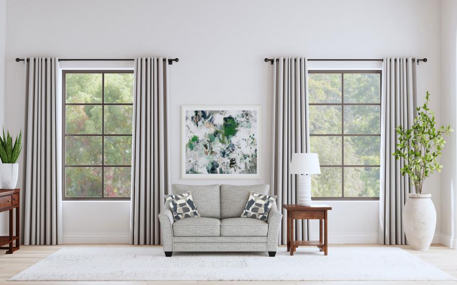 Tomkins Boucle Upholstered Loveseat Light Gray By Coaster Furniture | Mobilia Cleopatra 3 Tomkins Boucle Upholstered Loveseat Light Gray by Coaster Furniture - Image 1