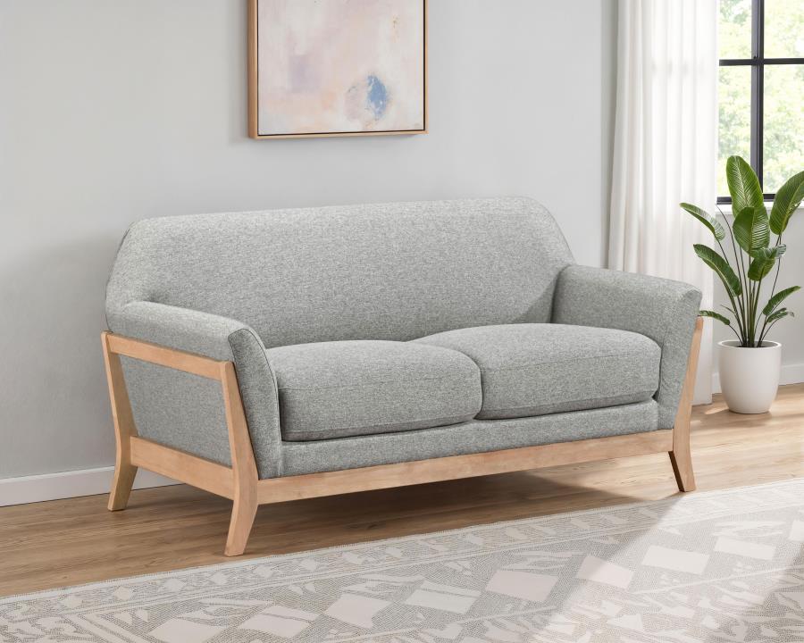 Vaughn Fabric Upholstered Flared Arm Loveseat Gray By Coaster Furniture | Mobilia Cleopatra 3 Vaughn Fabric Upholstered Flared Arm Loveseat Gray by Coaster Furniture - Image 1