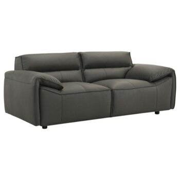 Buxton Top Grain Leather Upholstered Loveseat Graphite by Coaster Furniture