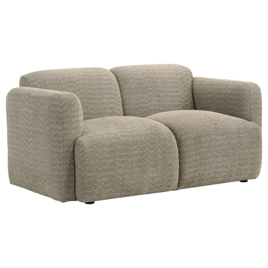 Dorset Modern Brown Fabric Loveseat By Coaster Furniture | Mobilia Cleopatra 3 Dorset Modern Brown Fabric Loveseat by Coaster Furniture - Image 1