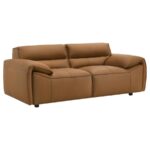 Modern Orange Leather Loveseat