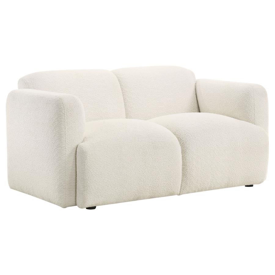 Dorset Modern White Sculpted Loveseat By Coaster Furniture | Mobilia Cleopatra 3 Dorset Modern White Sculpted Loveseat by Coaster Furniture - Image 1