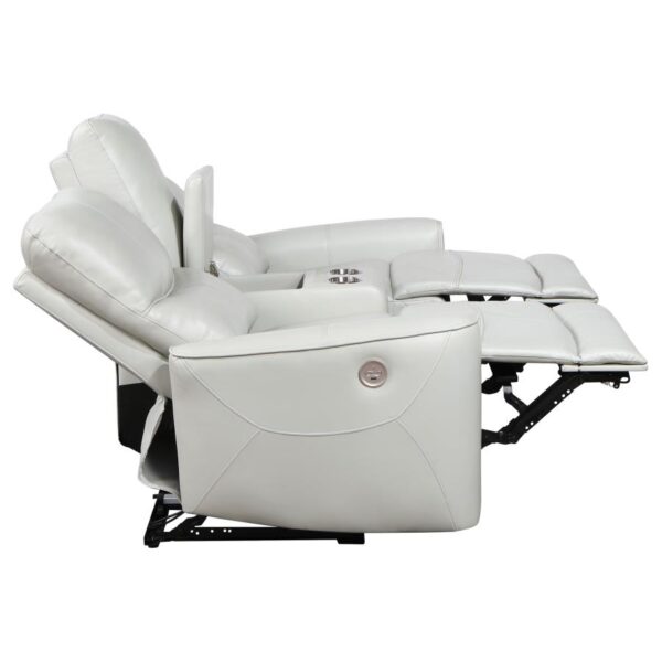 Greenfield Dove Gray Power Reclining Loveseat by Coaster Furniture - Image 6