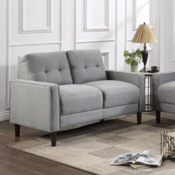 Bowen Upholstered Track Arm Tufted Loveseat Gray by Coaster Furniture