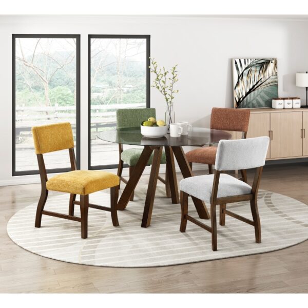 Aiden Round Glass Dining Table in Wooden Legs By Homelegance - Image 3