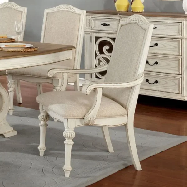 Arcadia Arm Chair Rustic White Set of 2 by Furniture of America