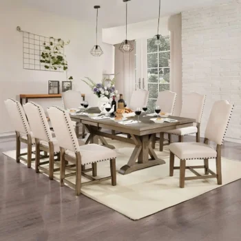 Julia Dining Table Rustic Light Oak, Beige by Furniture of America |
