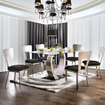 Nova Dining Table Contemporary Silver, Black by Furniture of America |