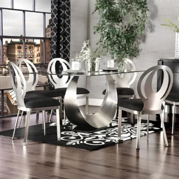 Orla Dining Table Contemporary Silver, Black by Furniture of America |
