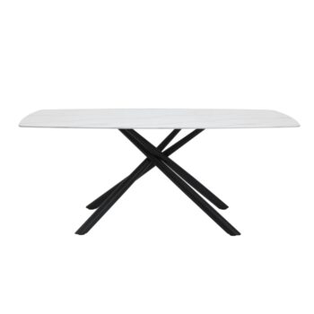 Marble Glass Top Dining Table in Black Finish
