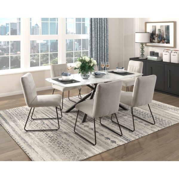 Benito Marble Glass Top Dining Table in Black Finish By Homelegance - Image 3