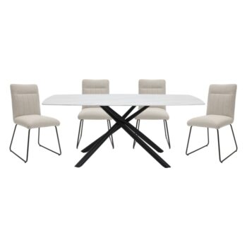 Marble glass top 5pc Dining Set