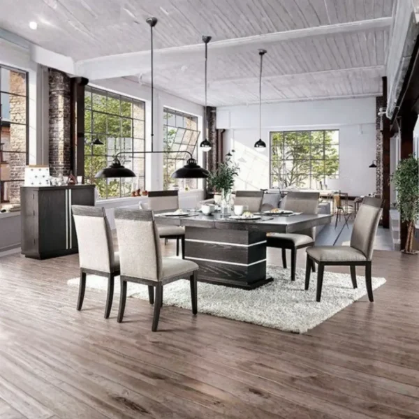 modoc Dining Table Transitional Espresso, Beige by Furniture of America