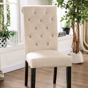 Alfred Rustic Side Chairs – Ivory Upholstered (2/CTN) | CM3735IV-SC-2PK