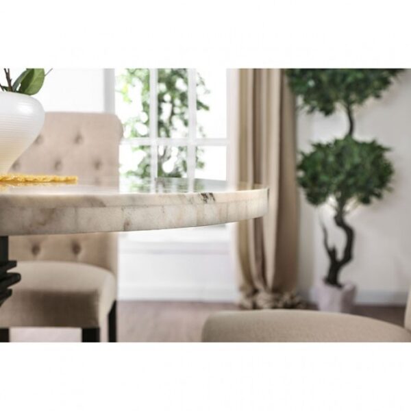 Elfredo Round Marble Dining Table – White & Antique Black | CM3755RT-TABLE