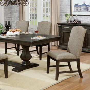 Faulk Rustic Espresso Dining Table – Dual Pedestal Expandable Farmhouse Style