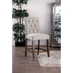 Rustic Elegance: Sania Counter Height Chair Set (2) – Beige & Rustic Oak