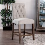 Rustic Elegance: Sania Counter Height Chair Set (2) – Beige & Rustic Oak