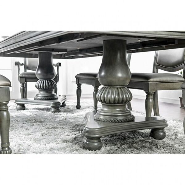 Alpena Gray Dining Table – Transitional Double Pedestal