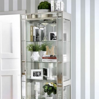 Carrollton Chrome Curio Cabinet – 5-Tier Tempered Glass Display